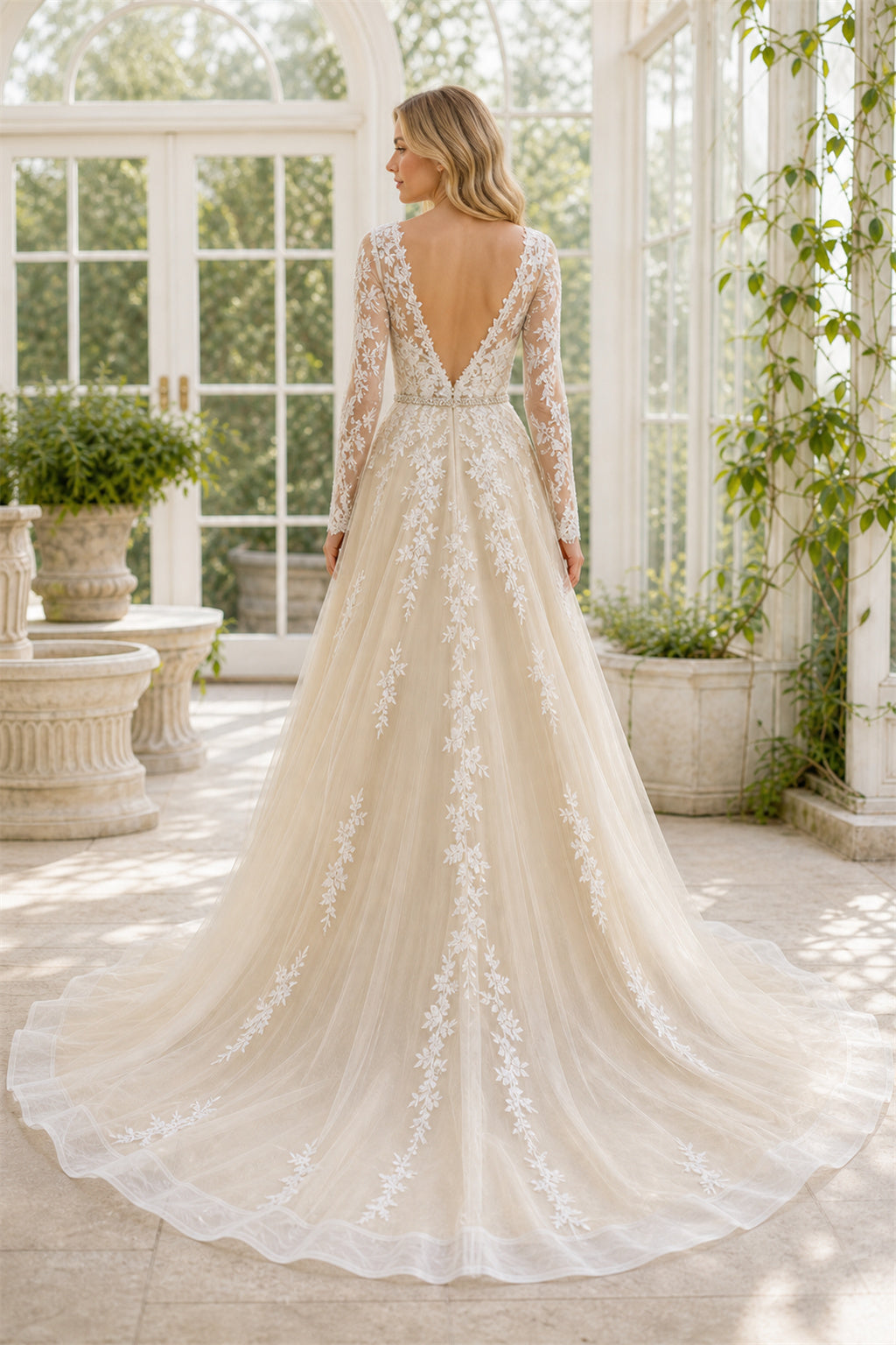 Ivory Sweetheart A-Line Satin Floor-length Wedding Dress With Floral Appliques and Front Slit and Open Back