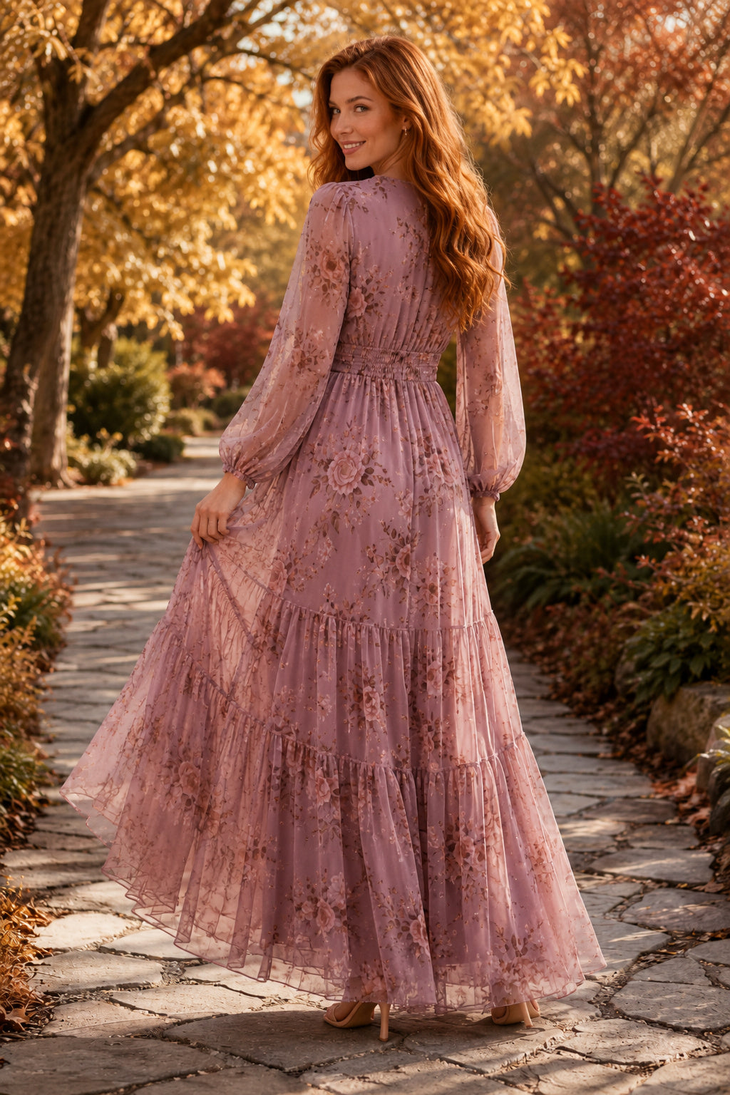Burgundy Fall Wedding Guest Sheath Dress Style MG_301526 back view