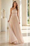 Dark Navy One Shoulder Wedding Guest Sheath Dress front view