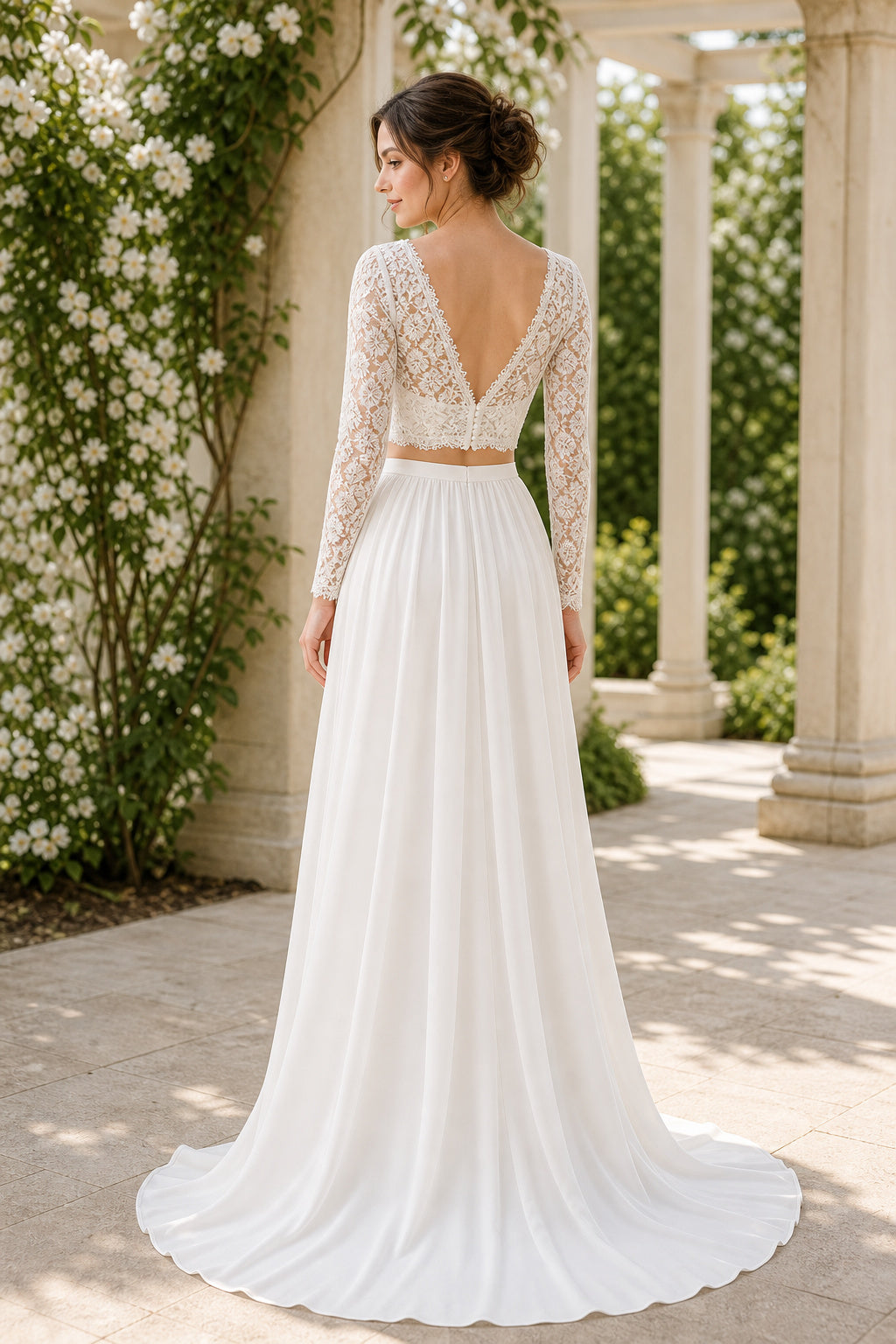 White Square Ball Gown Tulle Floor-length Wedding Dress With Open Back and Lace Bodice and Open Back