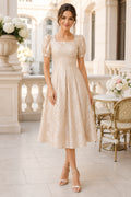 Sky Blue Modest Cocktail Sheath Dress front view