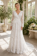 White Sweetheart Mermaid Crepe, Lace Floor-length Wedding Dress With Lace and Floral Appliques and Open Back