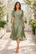 Sage Spring Wedding Guest Sheath Dress Style MG_301535 front view