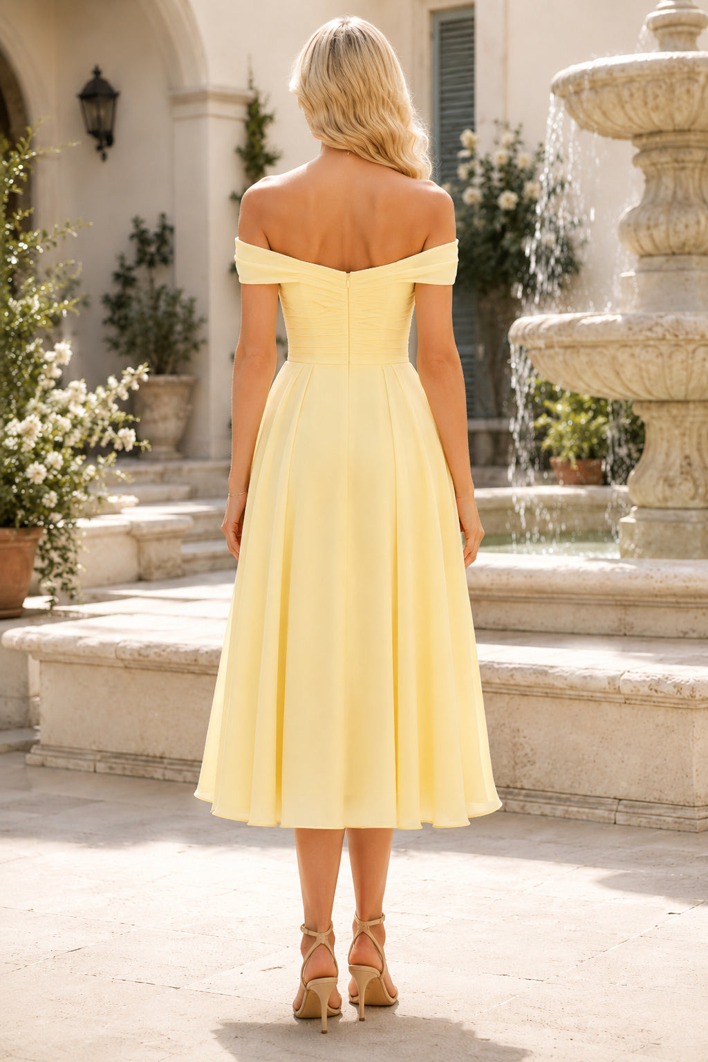 Blushing Pink Pastel Wedding Guest Sheath Dress Style MG_301558 back view