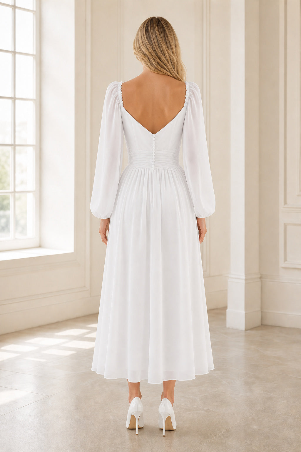 Ivory Halter Mermaid Crepe, Lace Floor-length Wedding Dress With Lace and Front Slit and Open Back