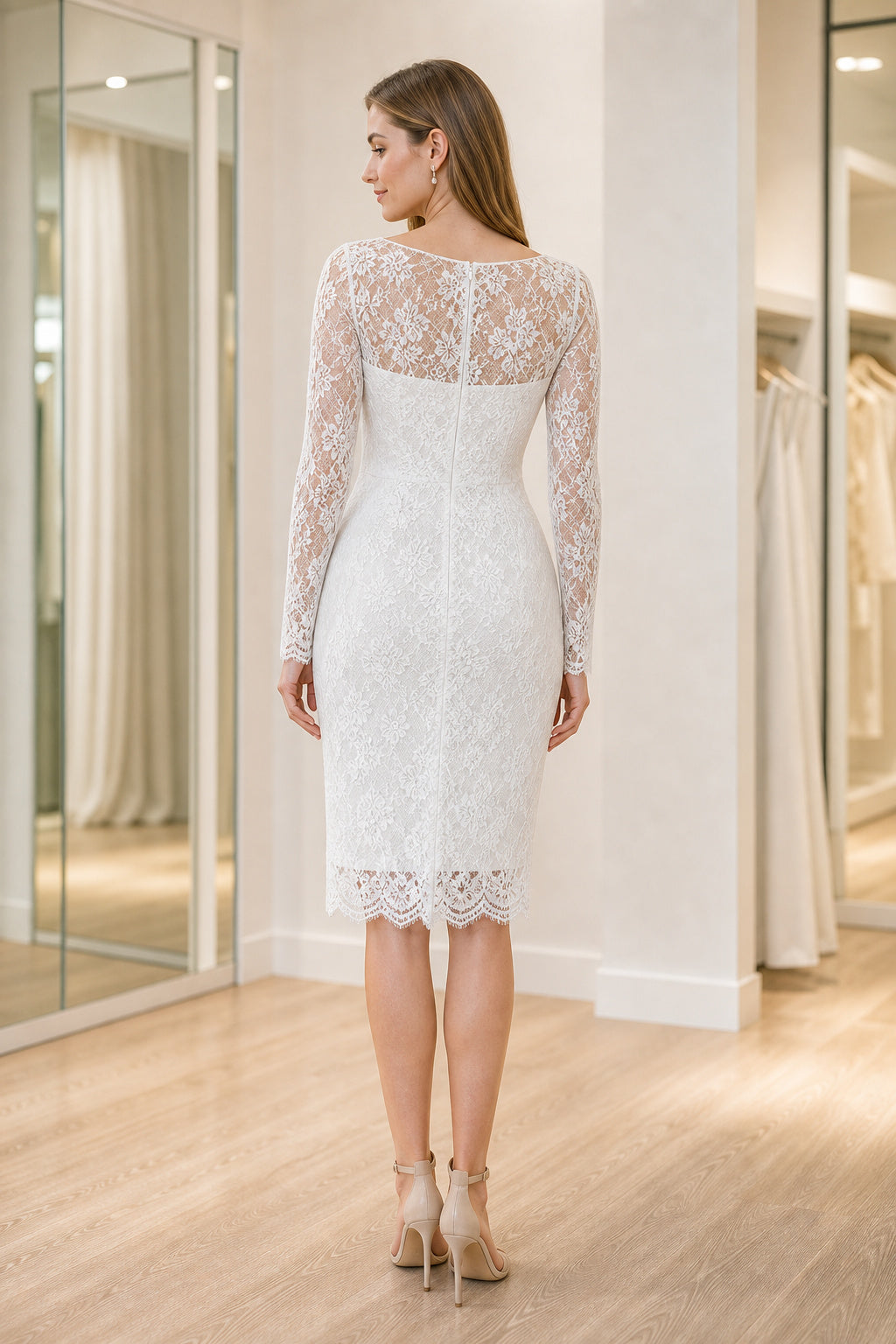 White Square Ball Gown Tulle Floor-length Wedding Dress With Sweep Train and Open Back and Open Back Lace Hem Detail