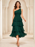 Dark Green Tiered Ruffle Halter Midi Dress front view