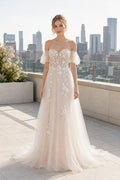 White Halter A-Line Lace Floor-length Wedding Dress With Lace and Lace Bodice and Open Back