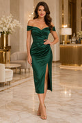 Champagne Elegant Evening Cocktail Sheath Dress front view