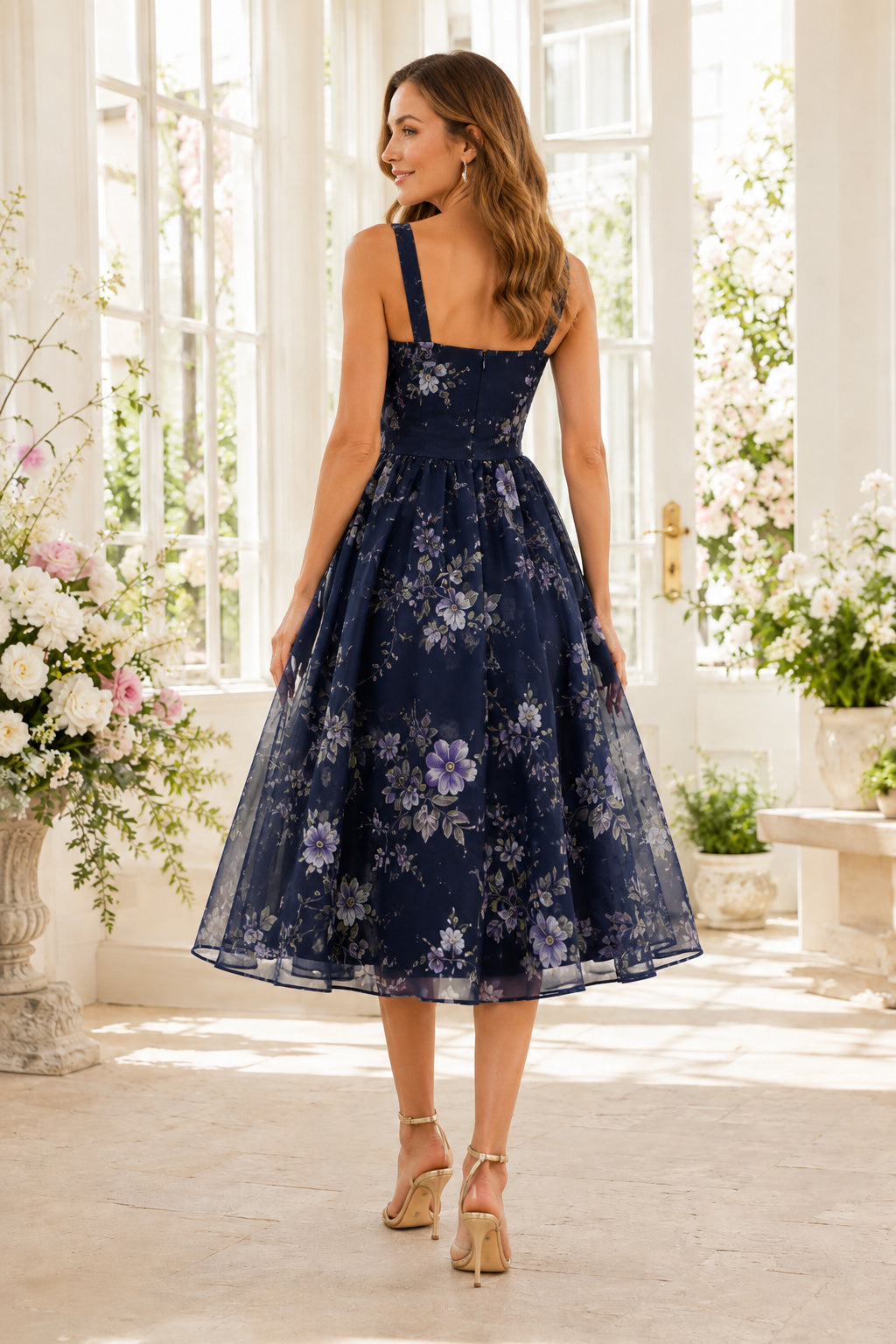 Sage Spring Wedding Guest Sheath Dress Style MG_301538 back view