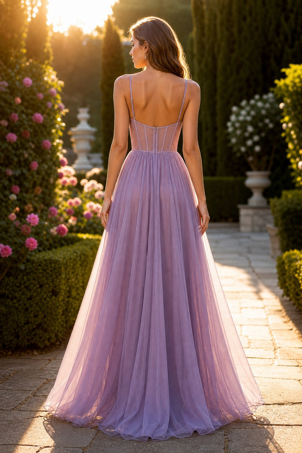 Lavender Strapless Floor-Length Chiffon A-Line Dress