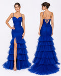 Royal Blue Halter Tiered Mermaid Dress