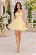 Daffodil Cute Short Party Homecoming A-Line Dress front view