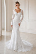 Ivory Sweetheart A-Line Lace Floor-length Wedding Dress With Lace and Front Slit and Open Back Lace Hem Detail