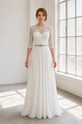 White Sweetheart A-Line Satin Floor-length Wedding Dress With Open Back and Lace Bodice and Open Back