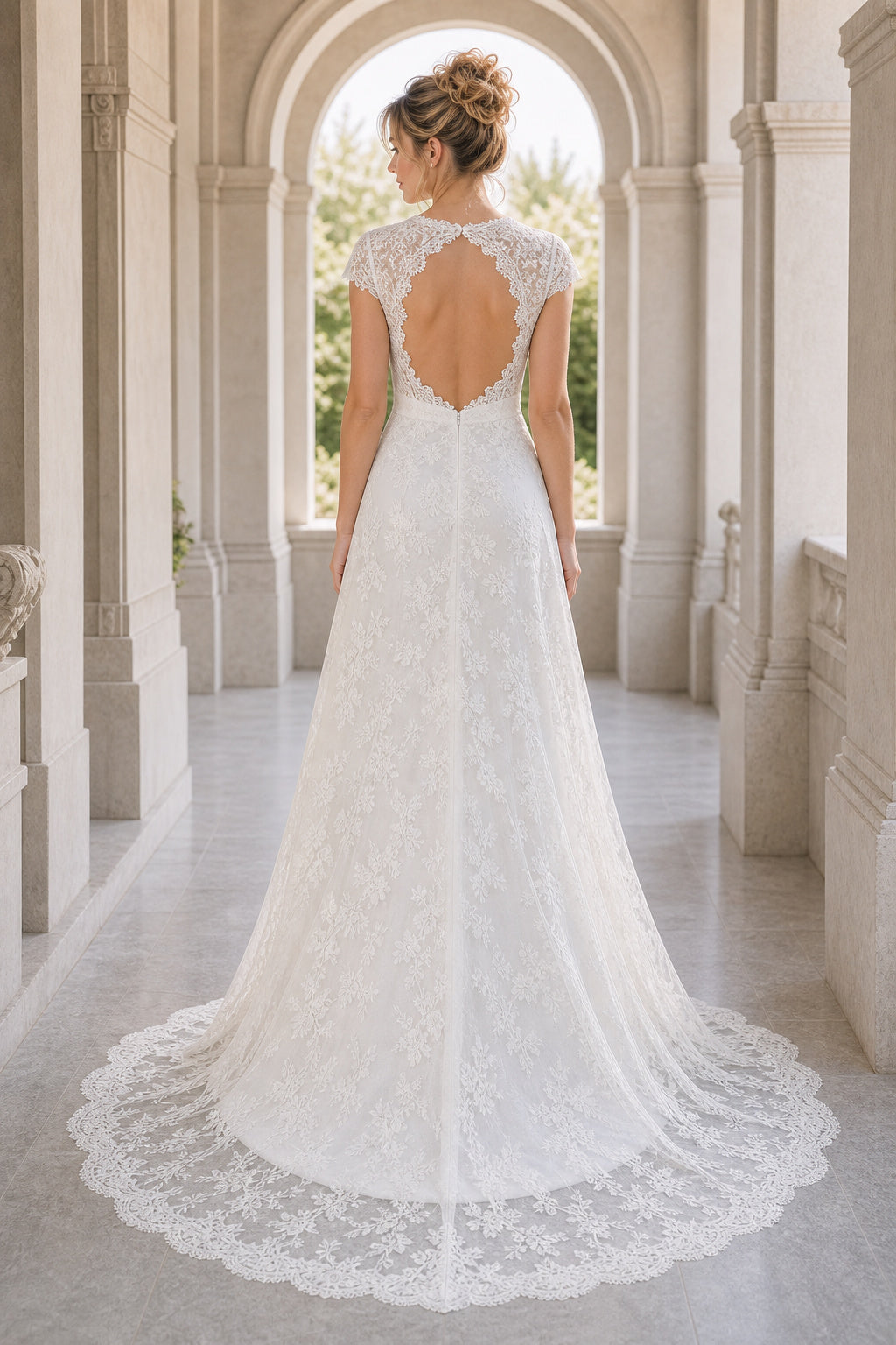 White Illusion Long Sleeves Mermaid Lace Floor-length Wedding Dress With Lace and Sweep Train