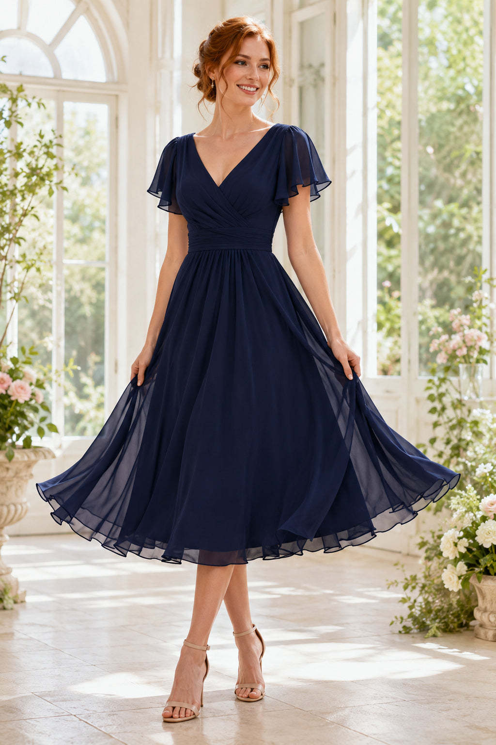 Dark Navy Navy Cocktail Sheath Dress Style MG_301341 front view