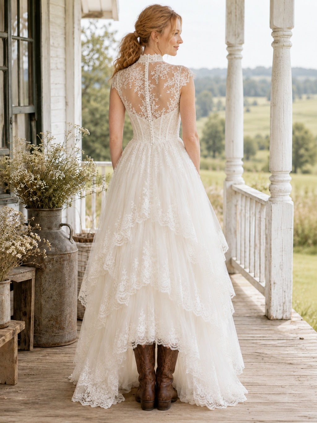 Maternity Wedding Dress Square Neck Spaghetti Strap Simple A-Line Chiffon Gown with Low Back back view