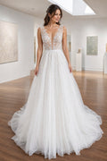 White Halter A-Line Chiffon Floor-length Wedding Dress With Pleated Skirt and Layered Skirt and Open Back