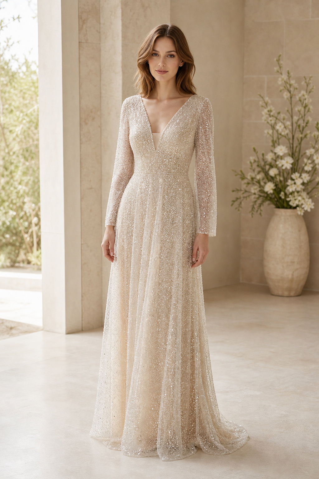White Square A-Line Lace Floor-length Wedding Dress With Lace and Open Back and Open Back