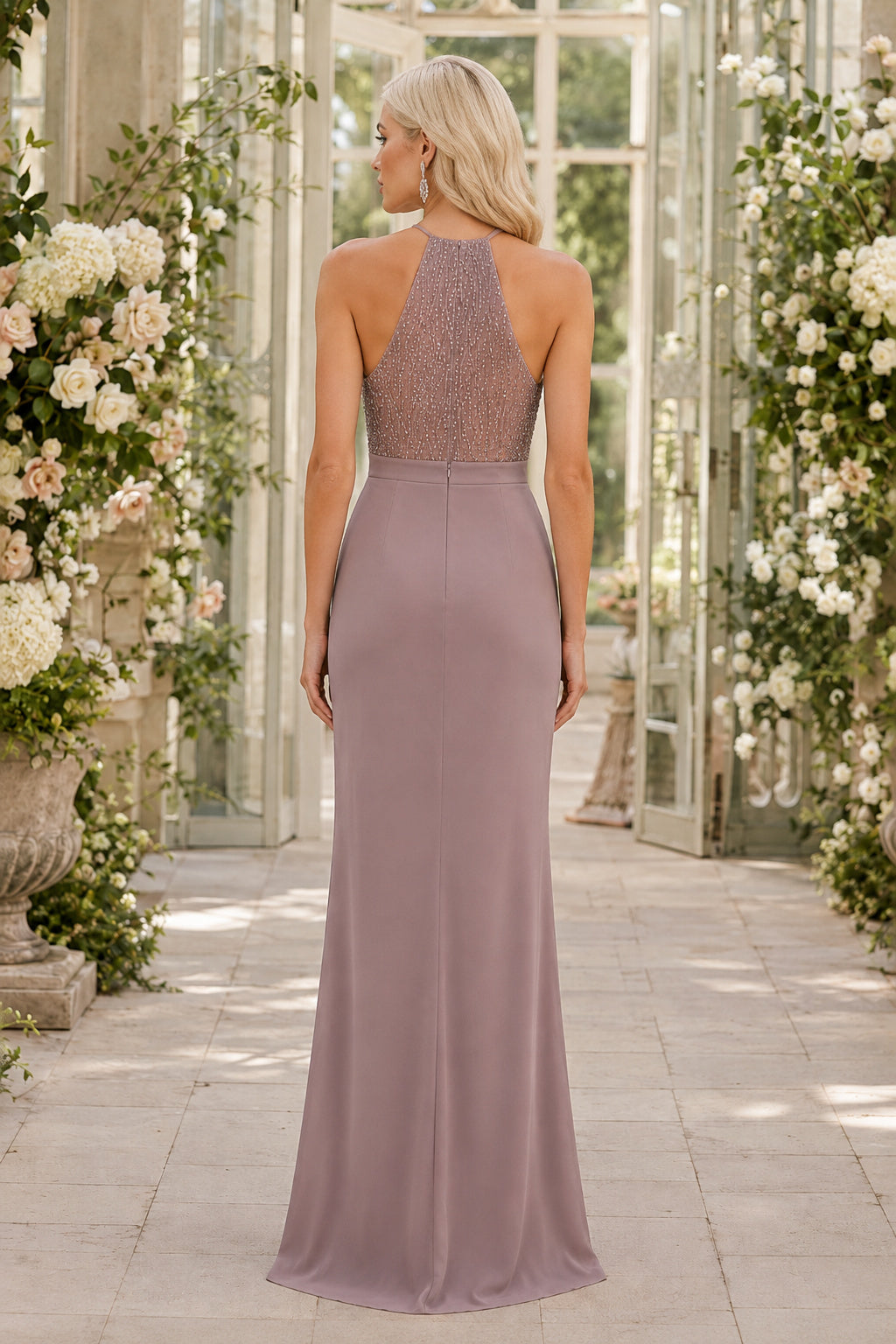 Black Tie Wedding Guest Sheath Dress Style MG_301518 back view