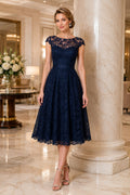 Dark Navy Navy Cocktail Sheath Dress Style MG_301342 front view