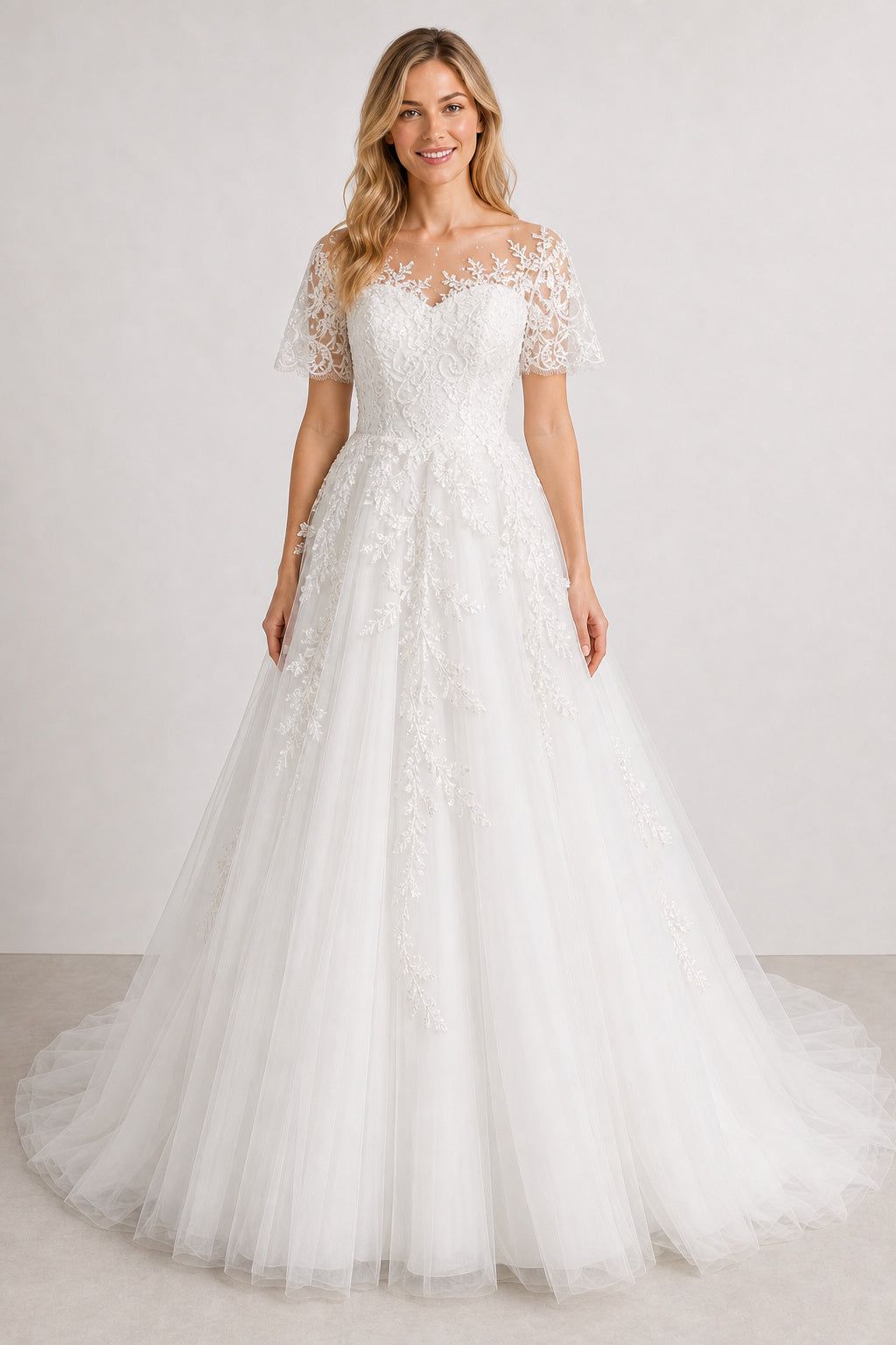 White Halter A-Line Lace Floor-length Wedding Dress With Lace and Beaded Waist and Open Back