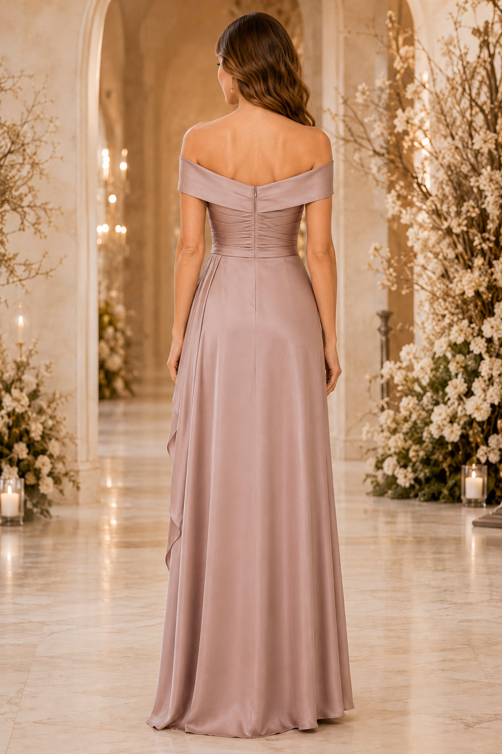 Dark Navy Winter Wedding Guest Sheath Dress Style MG_301533 back view