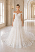 White Illusion Long Sleeves Mermaid Lace Floor-length Wedding Dress With Lace and Open Back Lace Hem Detail