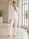 Modern Notched Long Sleeve Slim Trouser Two Piece Courthouse Wedding Suit front view