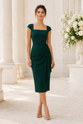 Lavender Petite Wedding Guest Sheath Dress front view