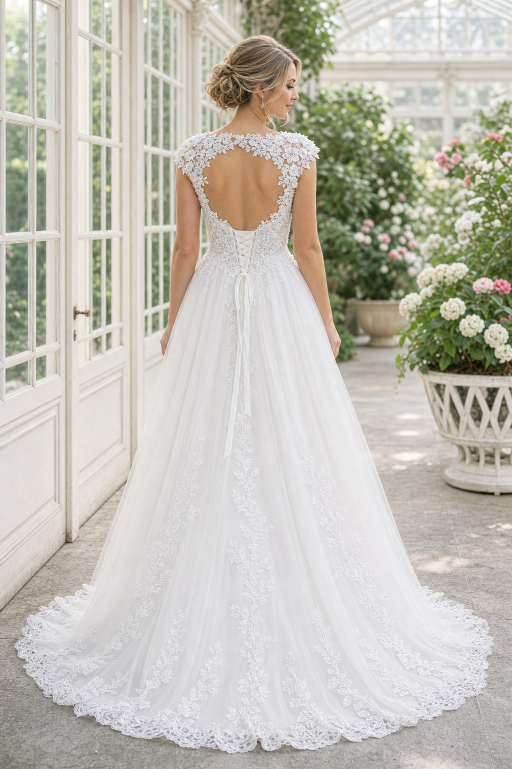 White Sweetheart Mermaid Lace Floor-length Wedding Dress With Lace and Lace Bodice and Open Back