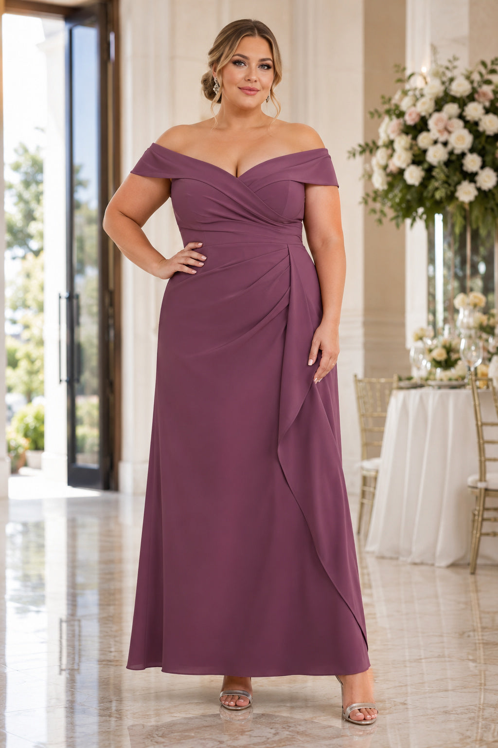 Lavender Plus Size Wedding Guest Sheath Dress front view