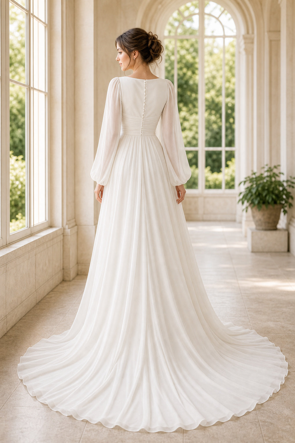 White Sweetheart A-Line Crepe Floor-length Wedding Dress With Lace Bodice and Sweep Train and Open Back