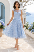 Dark Navy Cocktail Wedding Guest Sheath Dress front view
