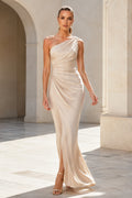 Champagne Wedding Guest Sheath Dress Style MG_301582 front view
