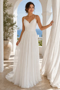 Ivory Halter A-Line Chiffon Floor-Length Dress With Keyhole Back