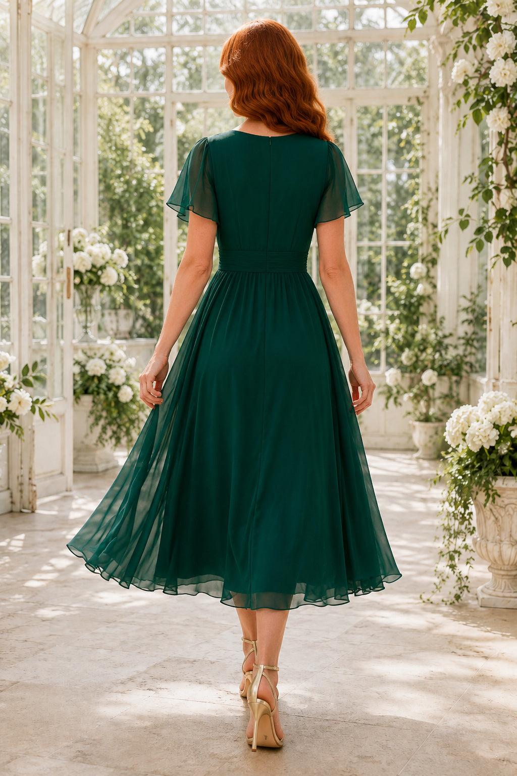 Dark Green Emerald Cocktail Sheath Dress Style MG_301331 back view