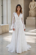 White Sweetheart A-Line Lace Floor-length Wedding Dress With Lace and Open Back and Open Back