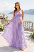 Lavender Maternity Wedding Guest Empire Dress front view