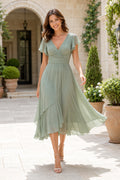 Sage Green Wedding Guest Sheath Dress Style MG_301560 front view