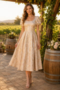Dark Navy Vineyard Wedding Guest Sheath Dress front view