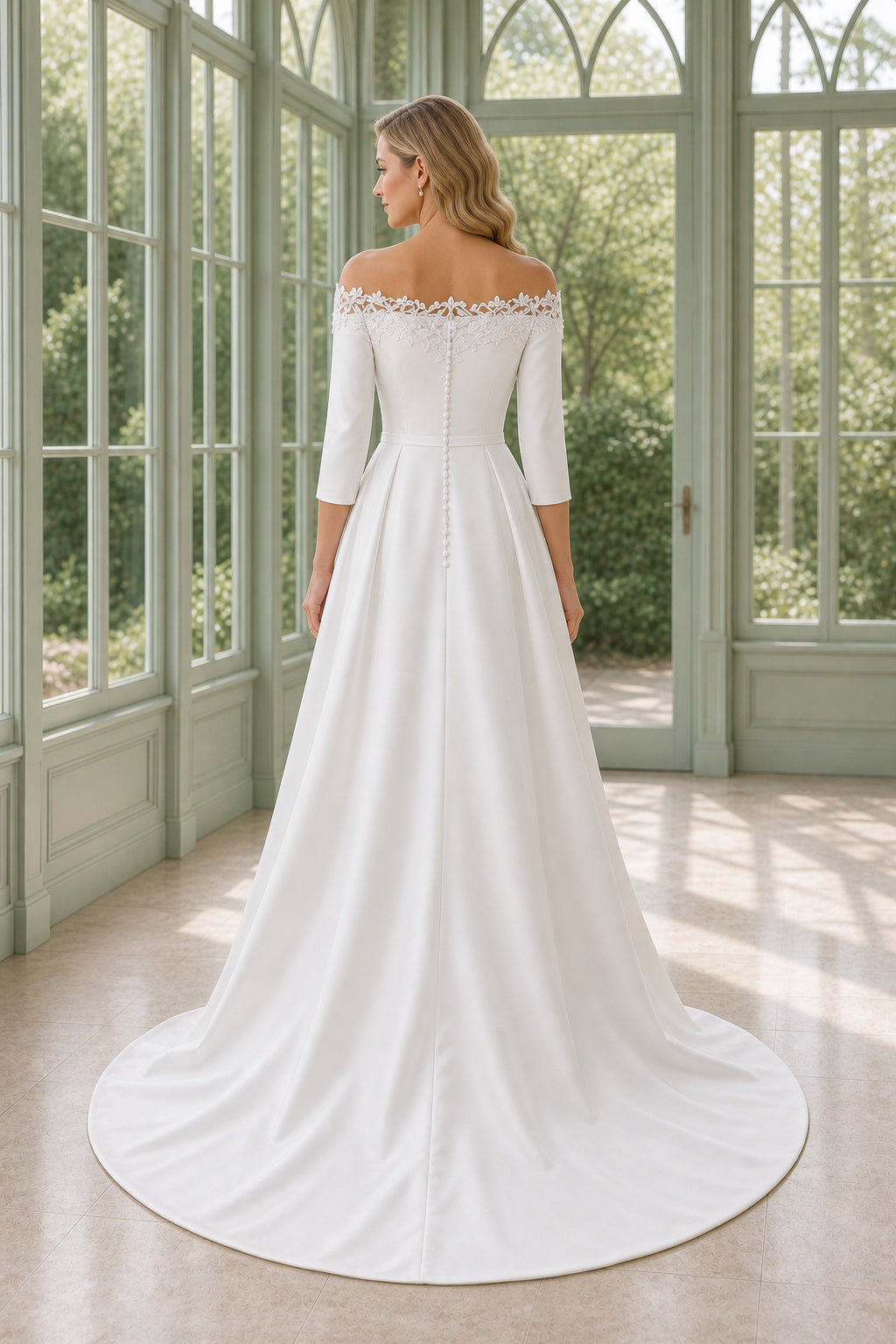 White Halter Mermaid Lace Floor-length Wedding Dress With Lace and Layered Skirt and Open Back