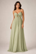 Sage Halter Floor-Length Chiffon A-Line Dress