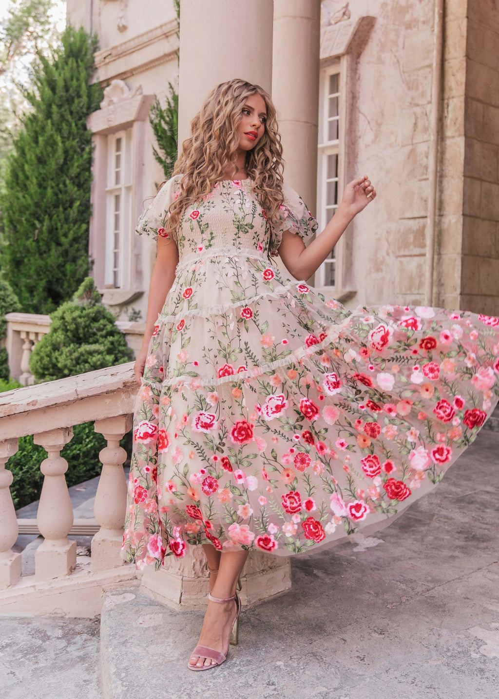 Rose Dress Midi - Cream