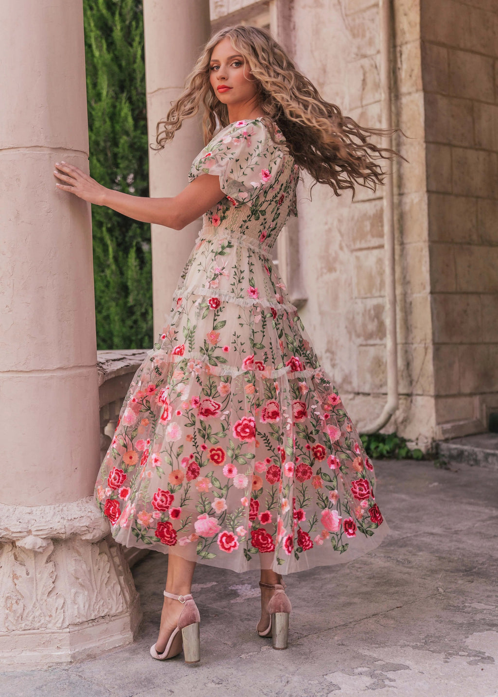 Rose Dress Midi - Cream