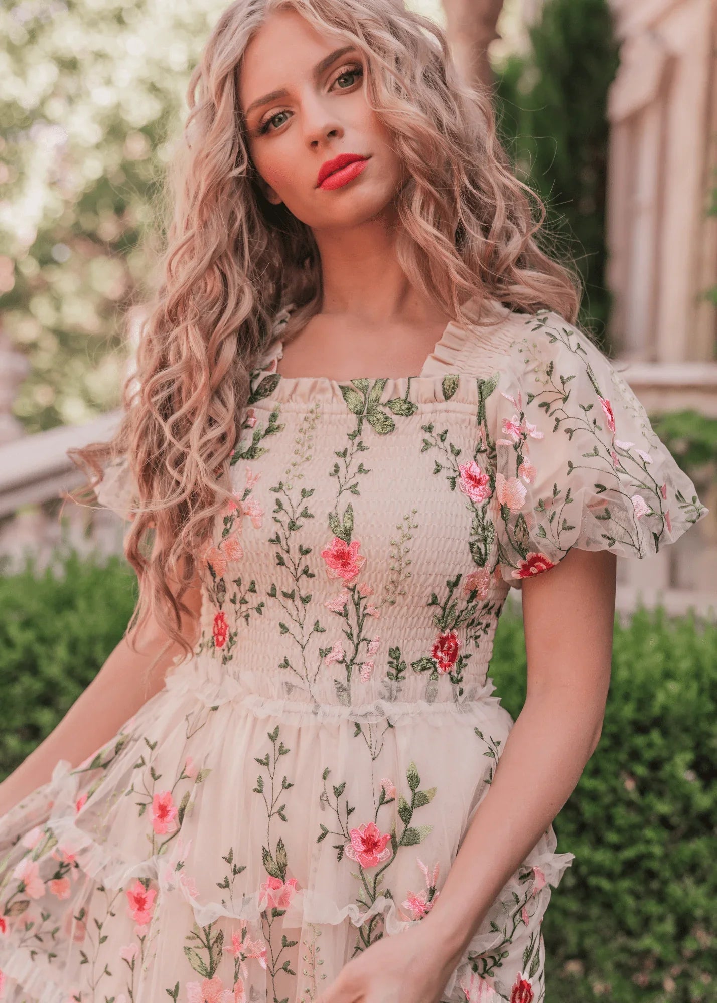 Rose Dress Midi - Cream