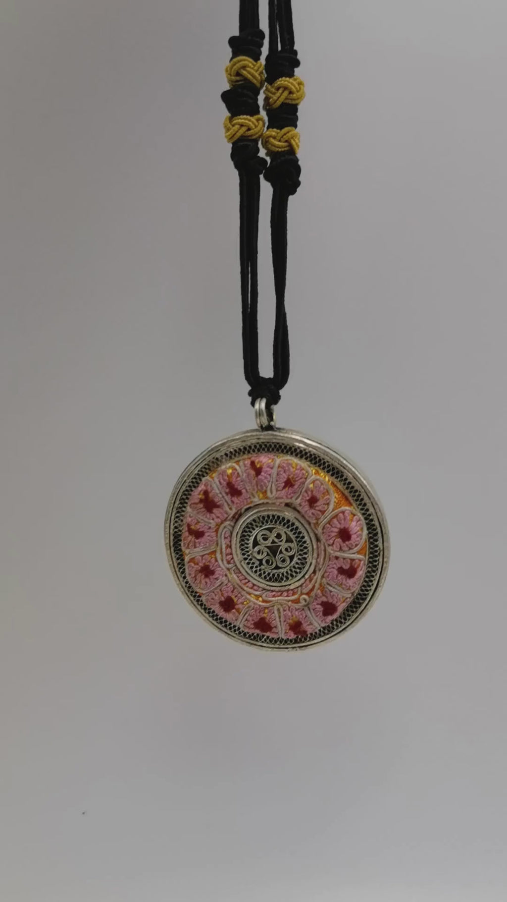 Uncommon Hand-Crafted Embroidered Floral Pendant Necklace