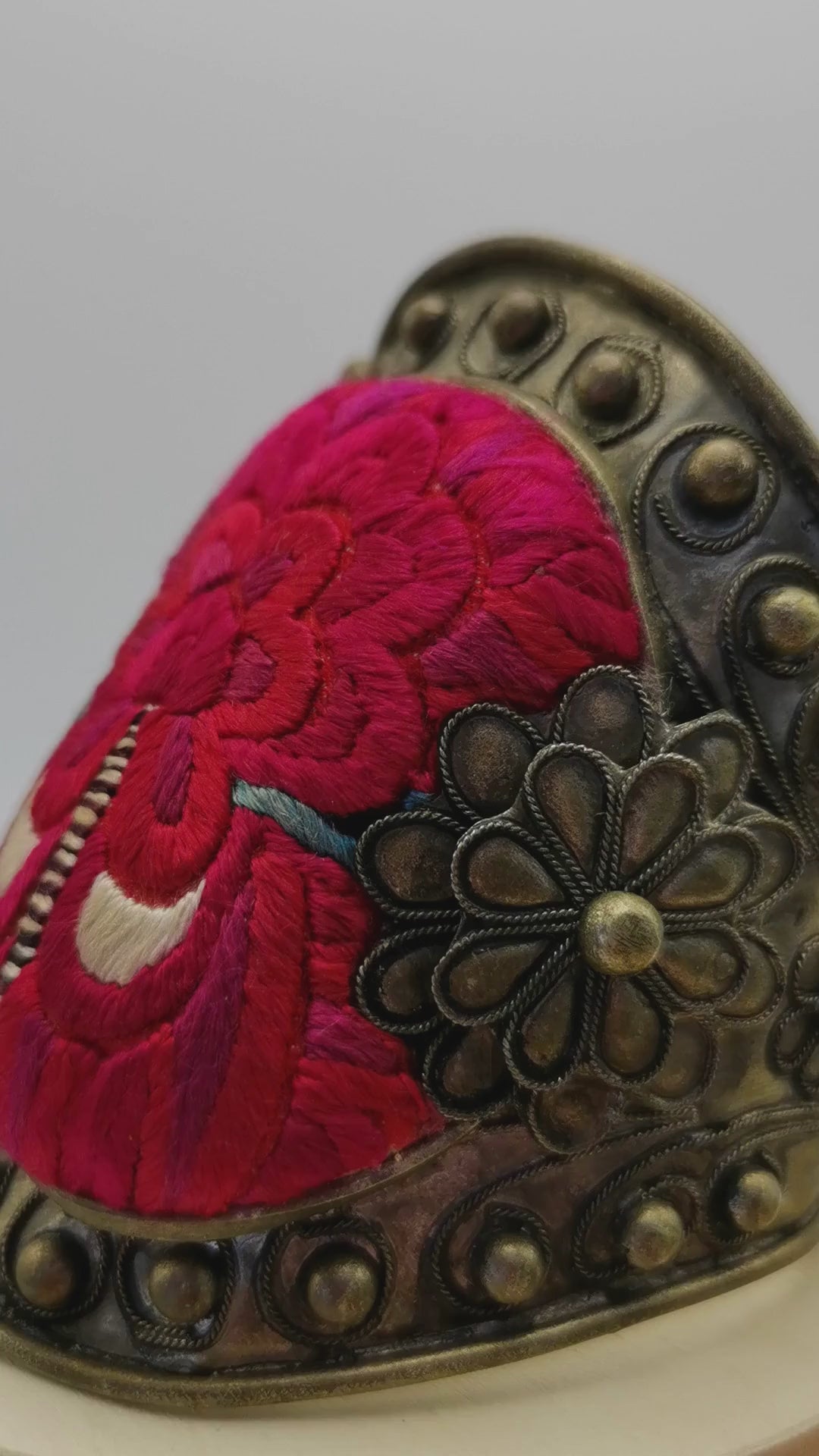 Creative Handcrafted Peony Miao Silver Cuff Bangle