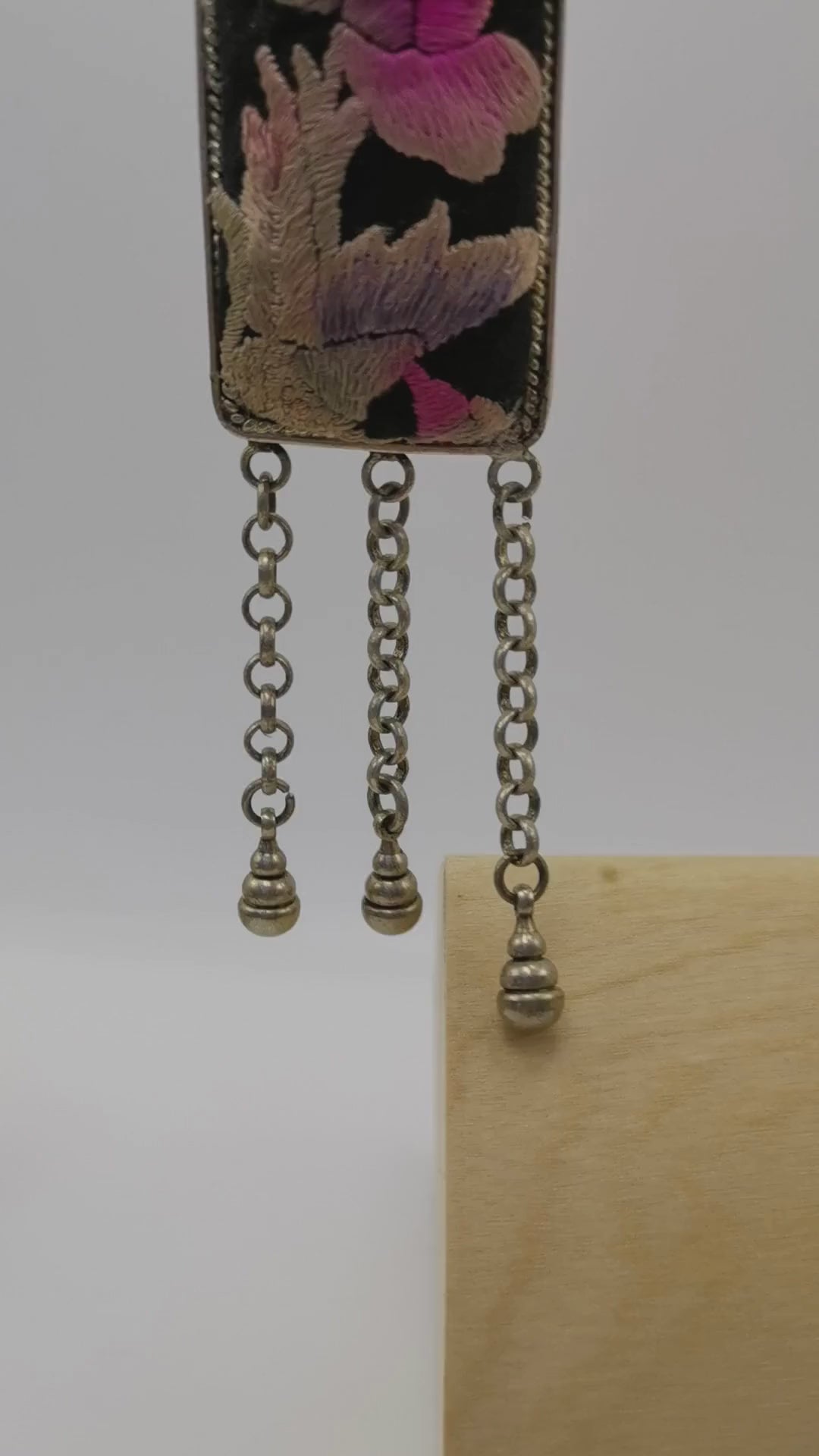 Distinctive Hand-Sewn Embroidery Pendant Necklace with Bell Fringe